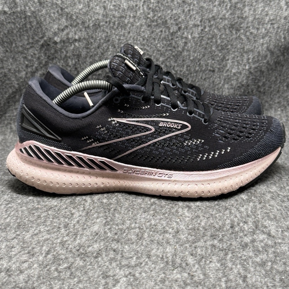 Brooks Glycerin GTS 19 Running Shoes Womens Size 9 Black Pink Cushioned Support